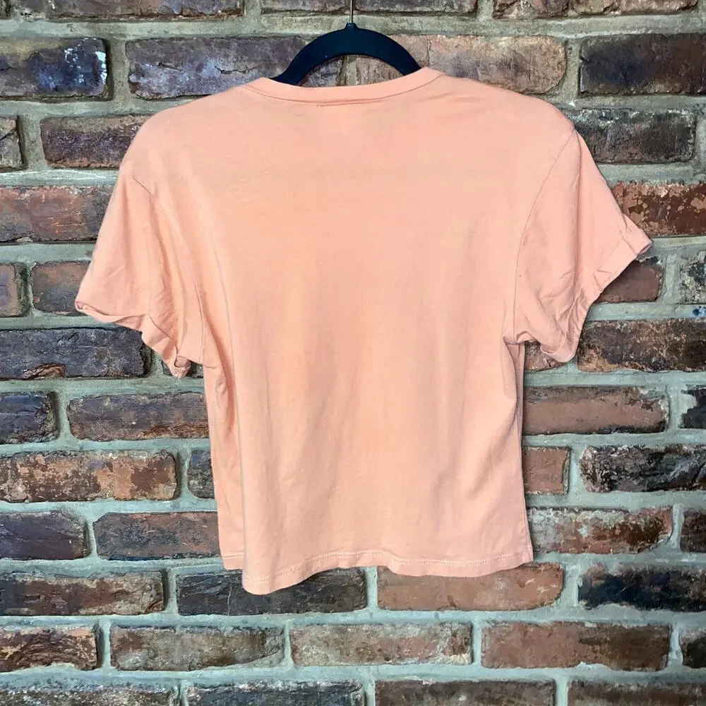 Dirtee Laundry Orange Sunflower Pocket Graphic Short Sleeve Crop Tee Size Xs